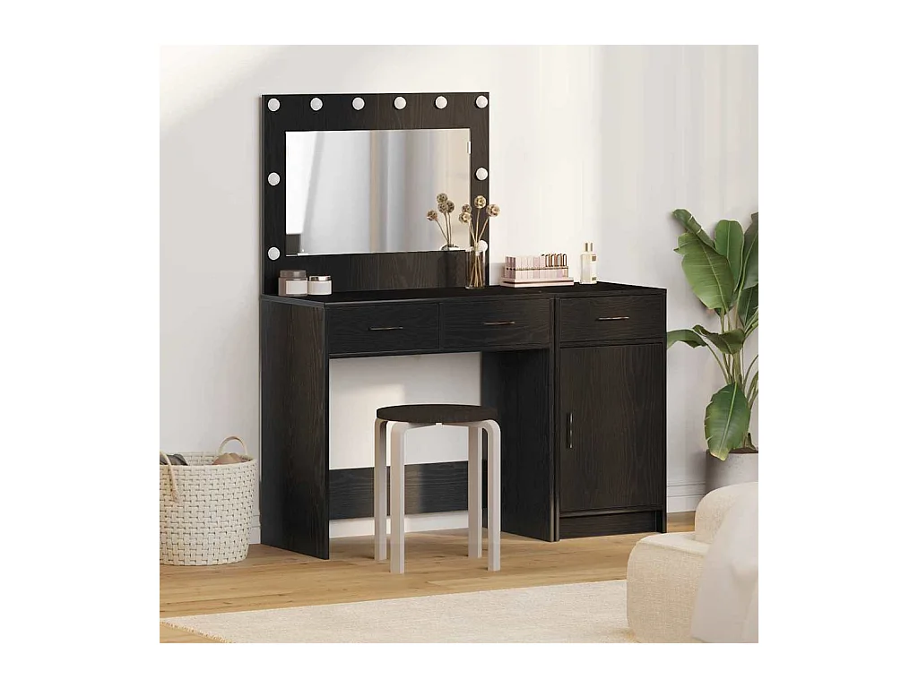 Table de Toilette 2 pcs Noir 40 x 41 x 75 cm Bois d'ingénierie