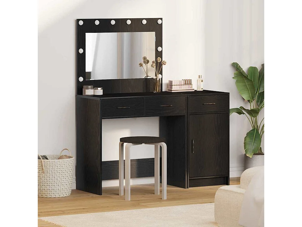 Table de Toilette 2 pcs Noir 40 x 41 x 75 cm Bois d'ingénierie