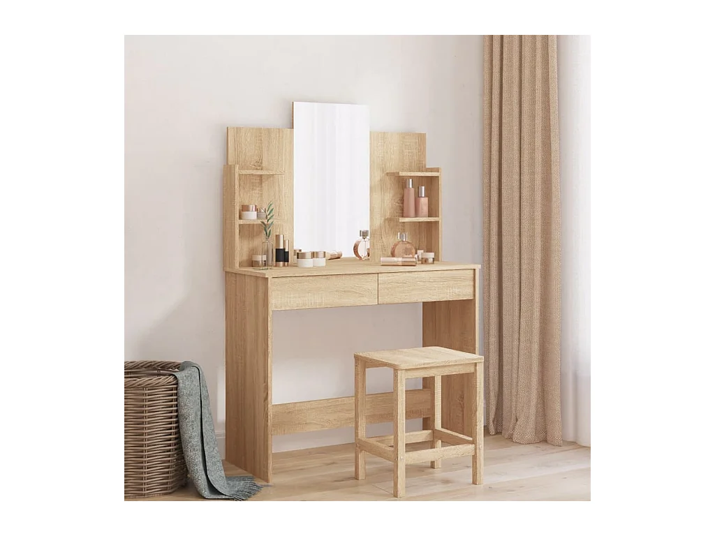 Coiffeuse avec miroir chêne sonoma 96x39x142 cm