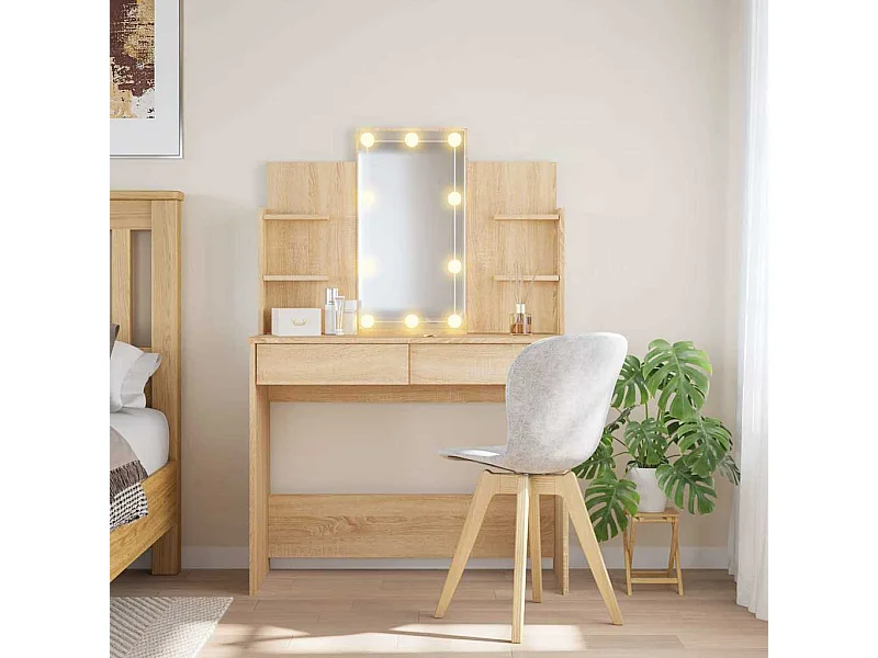 Kaptafel met LED-verlichting Sonoma eiken 96x40x142 cm