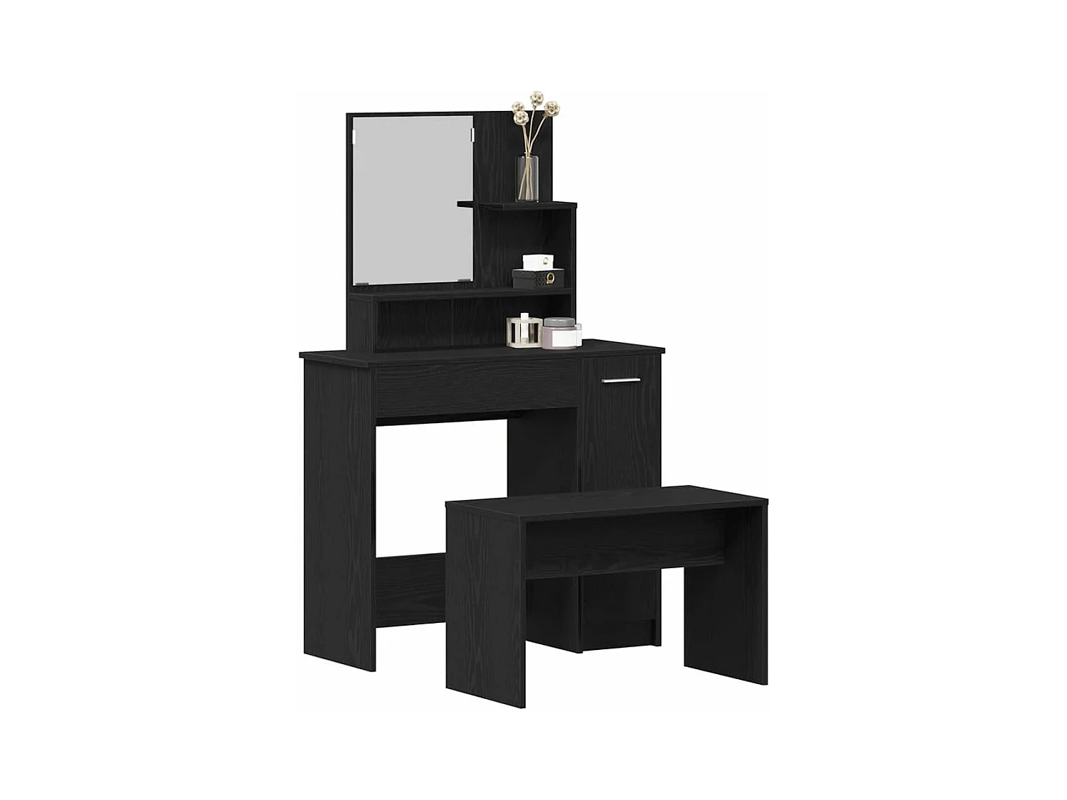 Kaptafelset met lade Zwart Eiken 86,5 x 35 x 136 cm