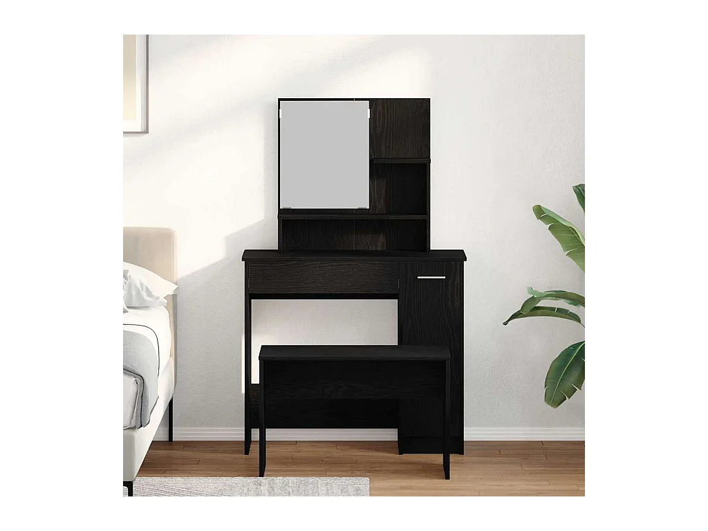 Kaptafelset met lade Zwart Eiken 86,5 x 35 x 136 cm