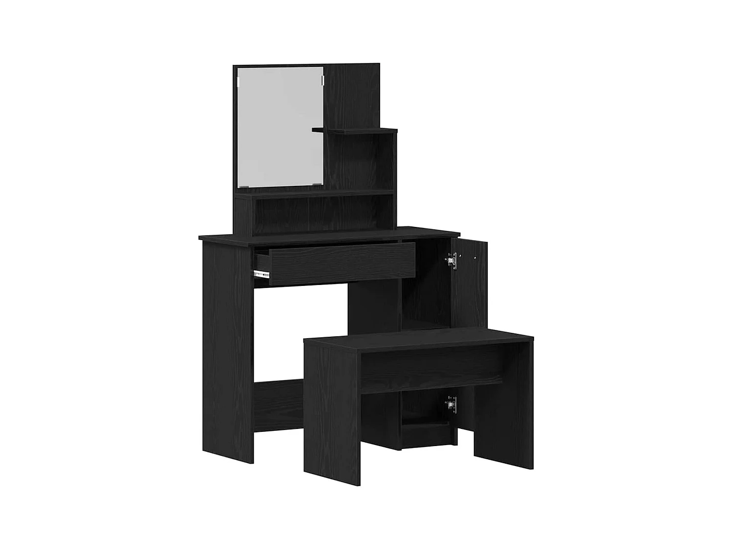 Kaptafelset met lade Zwart Eiken 86,5 x 35 x 136 cm