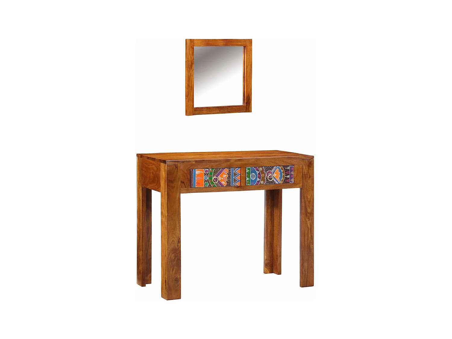 Brauner Frisiertisch 90 x 45 x 75 cm Massivholz Akazie
