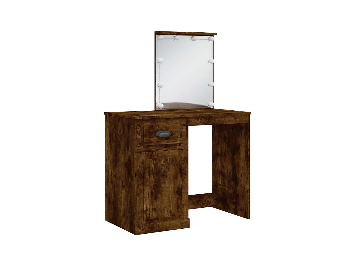 Tocador con luces LED roble ahumado 90x42x132,5 cm