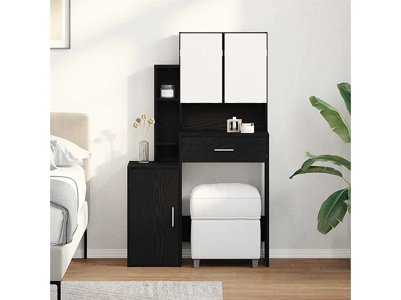 Tocador de roble negro 80 x 35 x 132 cm Madera de ingeniería