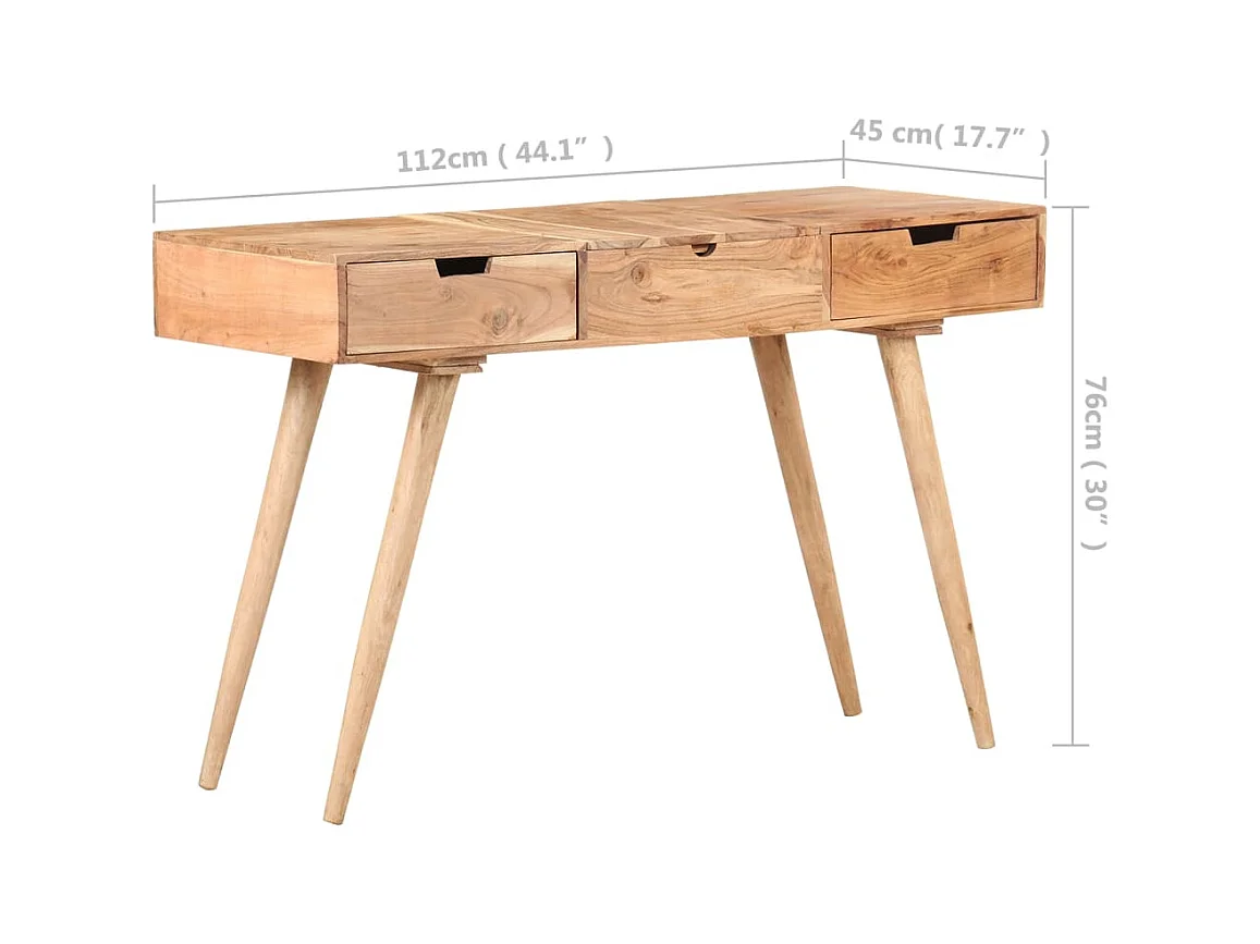 Kaptafel met spiegel 112x45x76 cm Massief acaciahout