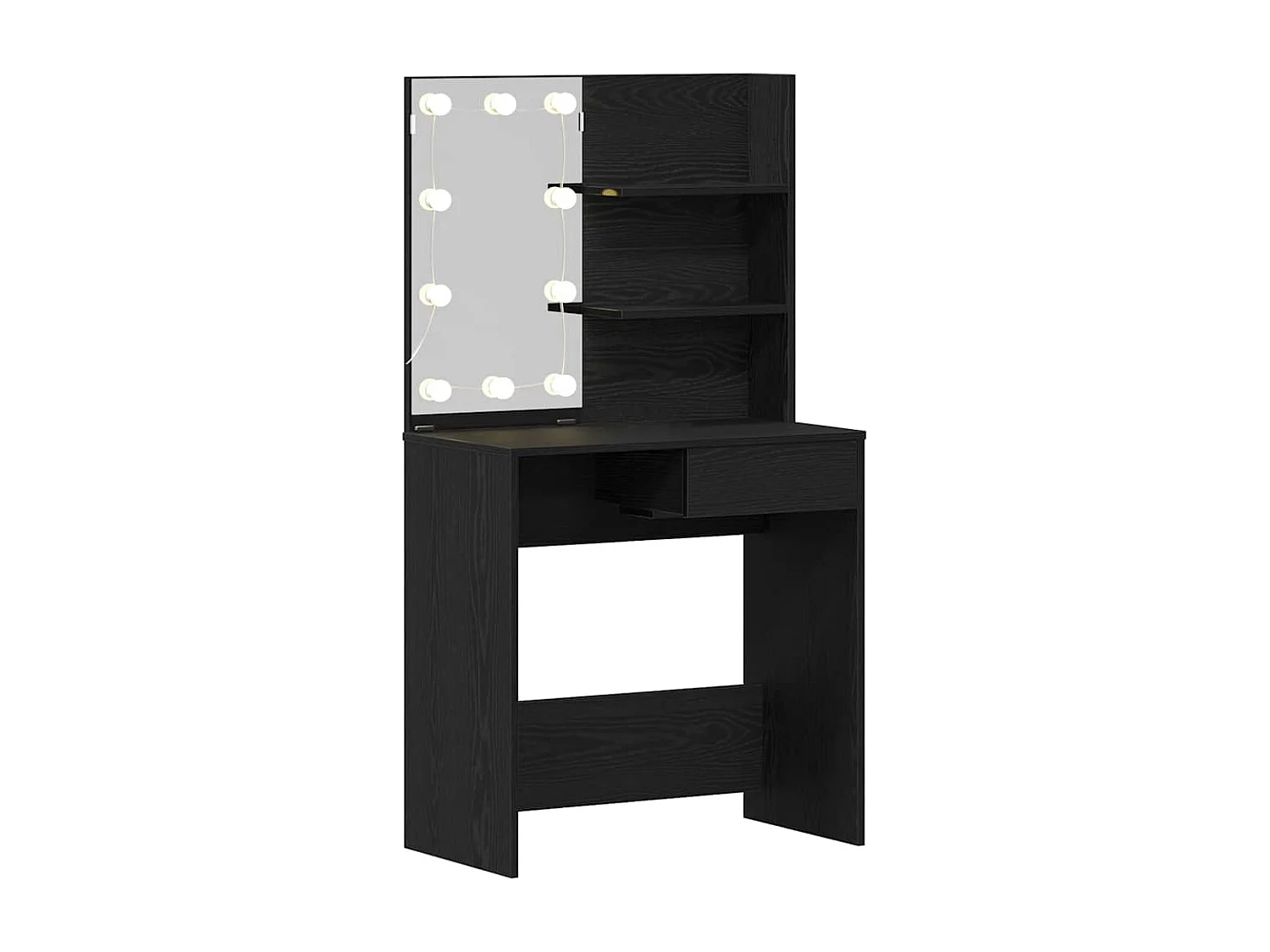 Zwarte eikenhouten kaptafel met lade 74,5 x 40 x 141 cm