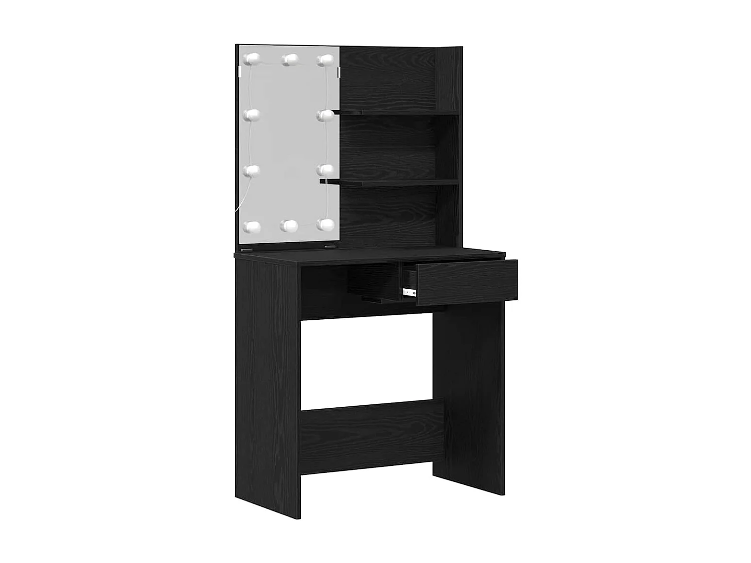 Zwarte eikenhouten kaptafel met lade 74,5 x 40 x 141 cm