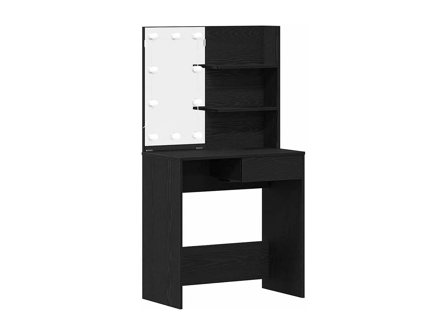 Zwarte eikenhouten kaptafel met lade 74,5 x 40 x 141 cm