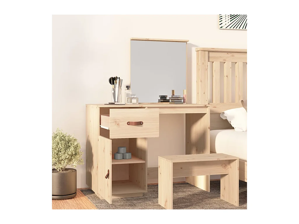 Coiffeuse 95x50x134 cm Bois de pin massif