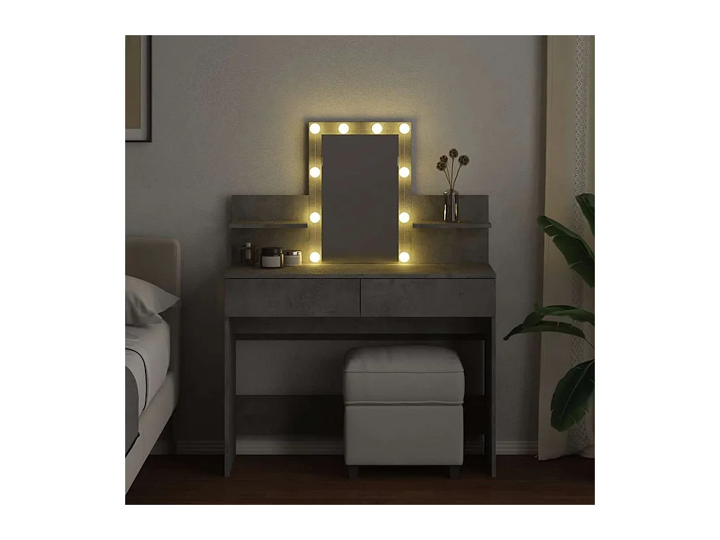 Betongrijze LED kaptafel 100x40x130 cm