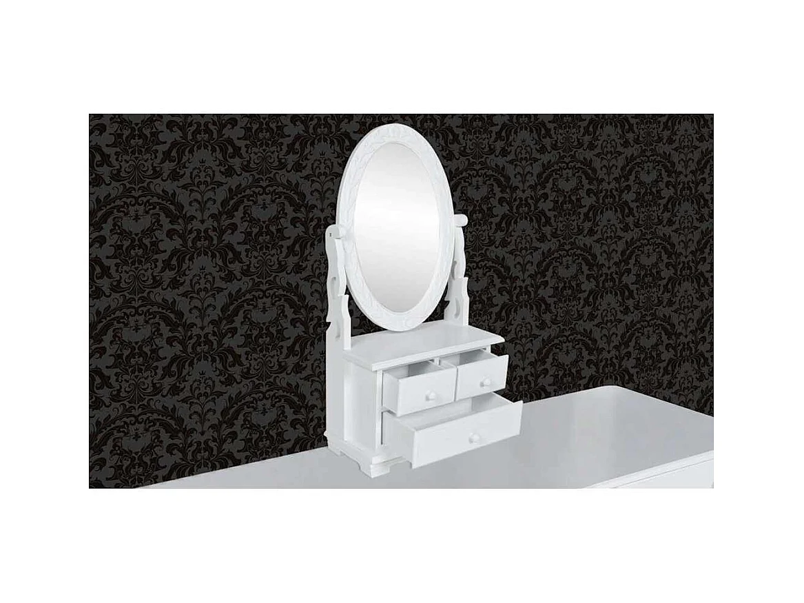 Toletta con specchio ovale girevole in MDF