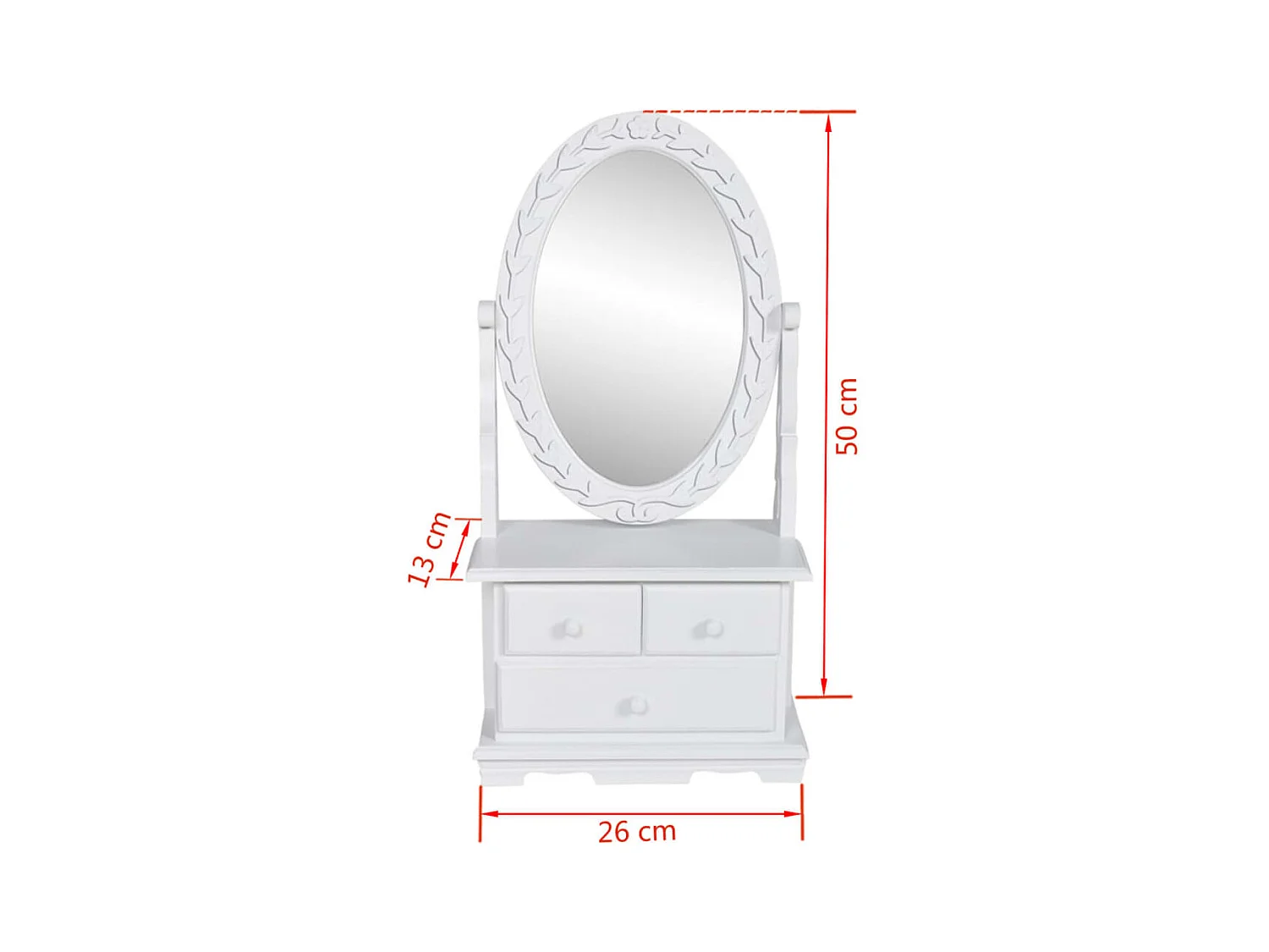 Toletta con specchio ovale girevole in MDF