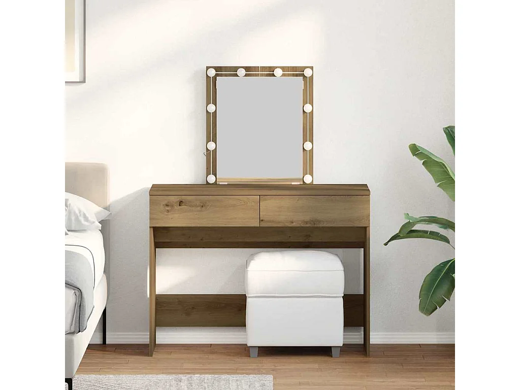 Coiffeuse chêne artisanal 100 x 40 x 130 cm Bois d'ingénierie