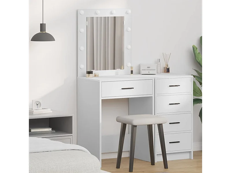 Toletta con cassetto Bianco 50 x 41 x 135 cm Legno ingegnerizzato