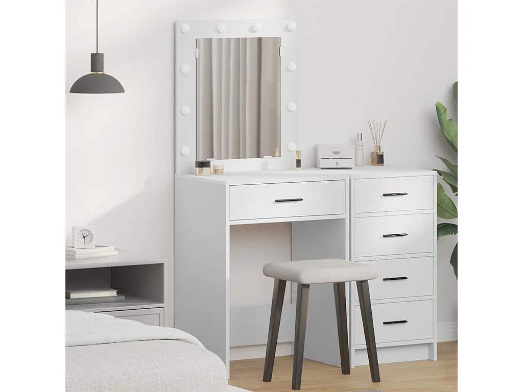 Coiffeuse avec tiroir Blanc 50 x 41 x 135 cm Bois d'ingénierie