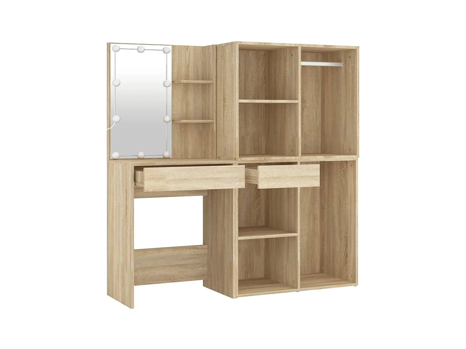 LED-wastafel met 2 kasten Sonoma eiken bewerkt hout