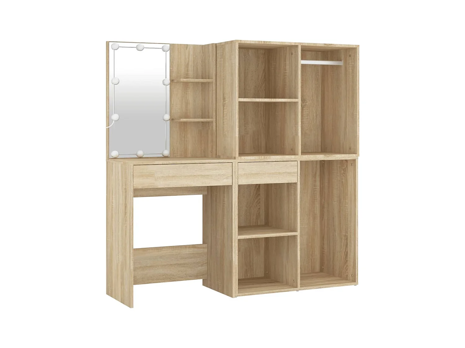 LED-wastafel met 2 kasten Sonoma eiken bewerkt hout