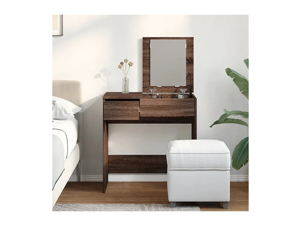 Coiffeuse avec miroir chêne marron 73x46,5x120 cm