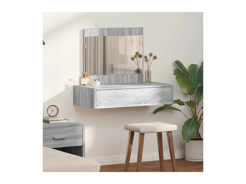 Table de Toilette Gris 83 x 40 x 70 cm Bois d'ingénierie