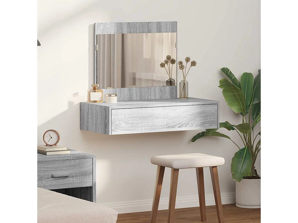 Table de Toilette Gris 83 x 40 x 70 cm Bois d'ingénierie