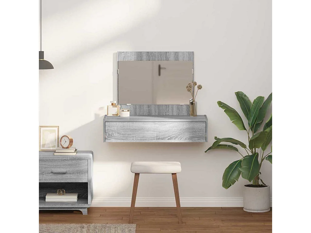 Table de Toilette Gris 83 x 40 x 70 cm Bois d'ingénierie