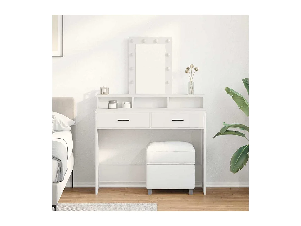 Table de Toilette Blanc 100 x 41 x 140 cm Bois d'ingénierie