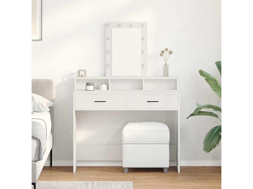 Witte kaptafel 100 x 41 x 140 cm van bewerkt hout