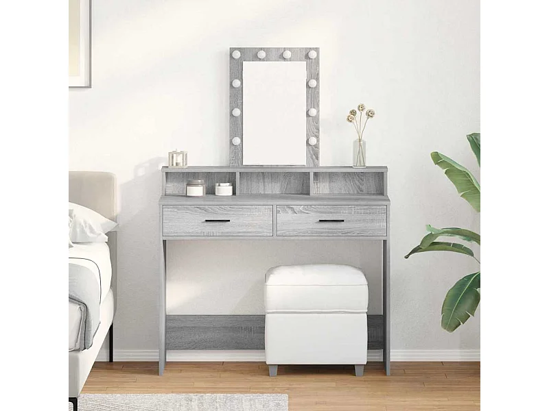 Grijze kaptafel 100 x 41 x 140 cm bewerkt hout