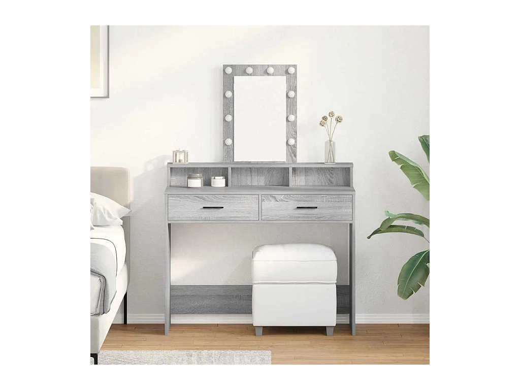 Grijze kaptafel 100 x 41 x 140 cm bewerkt hout