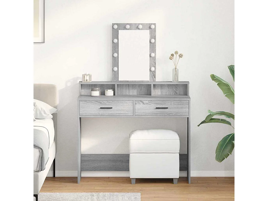 Table de Toilette Gris 100 x 41 x 140 cm Bois d'ingénierie