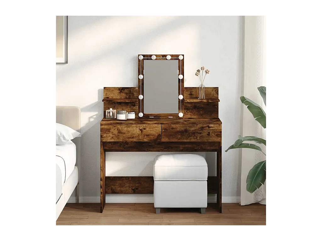 Kaptafel met LED gerookt eiken 100x40x130 cm