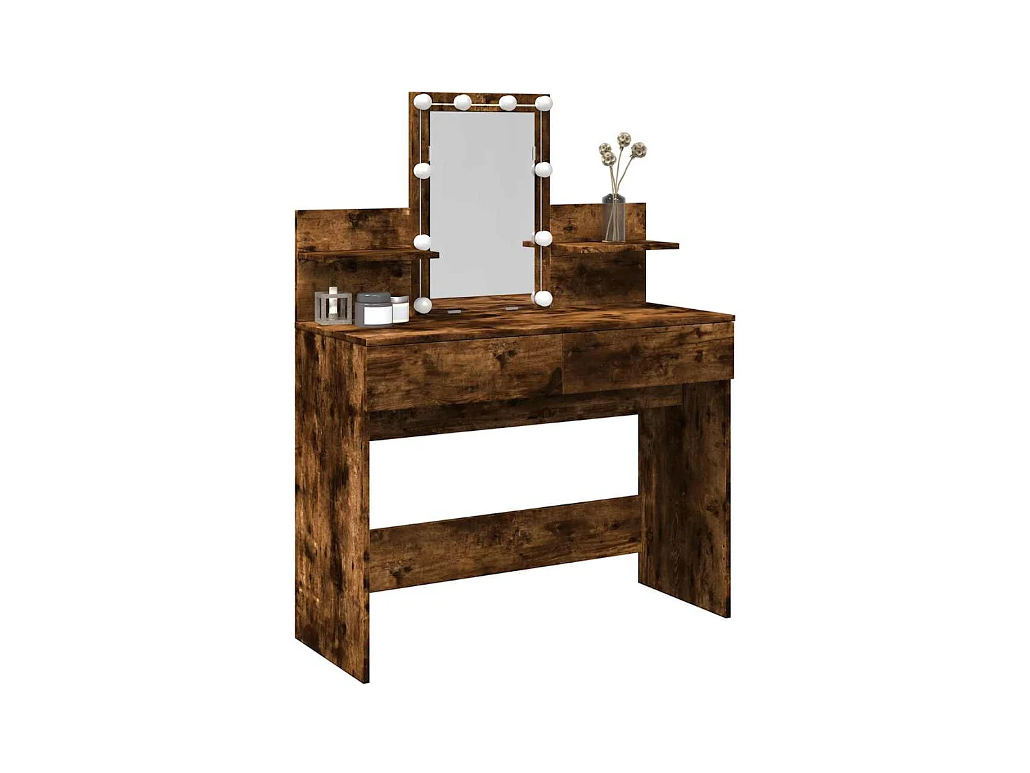 Kaptafel met LED gerookt eiken 100x40x130 cm