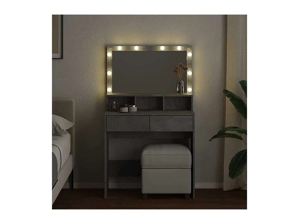 Betongrijze LED kaptafel 80x41x134,5 cm