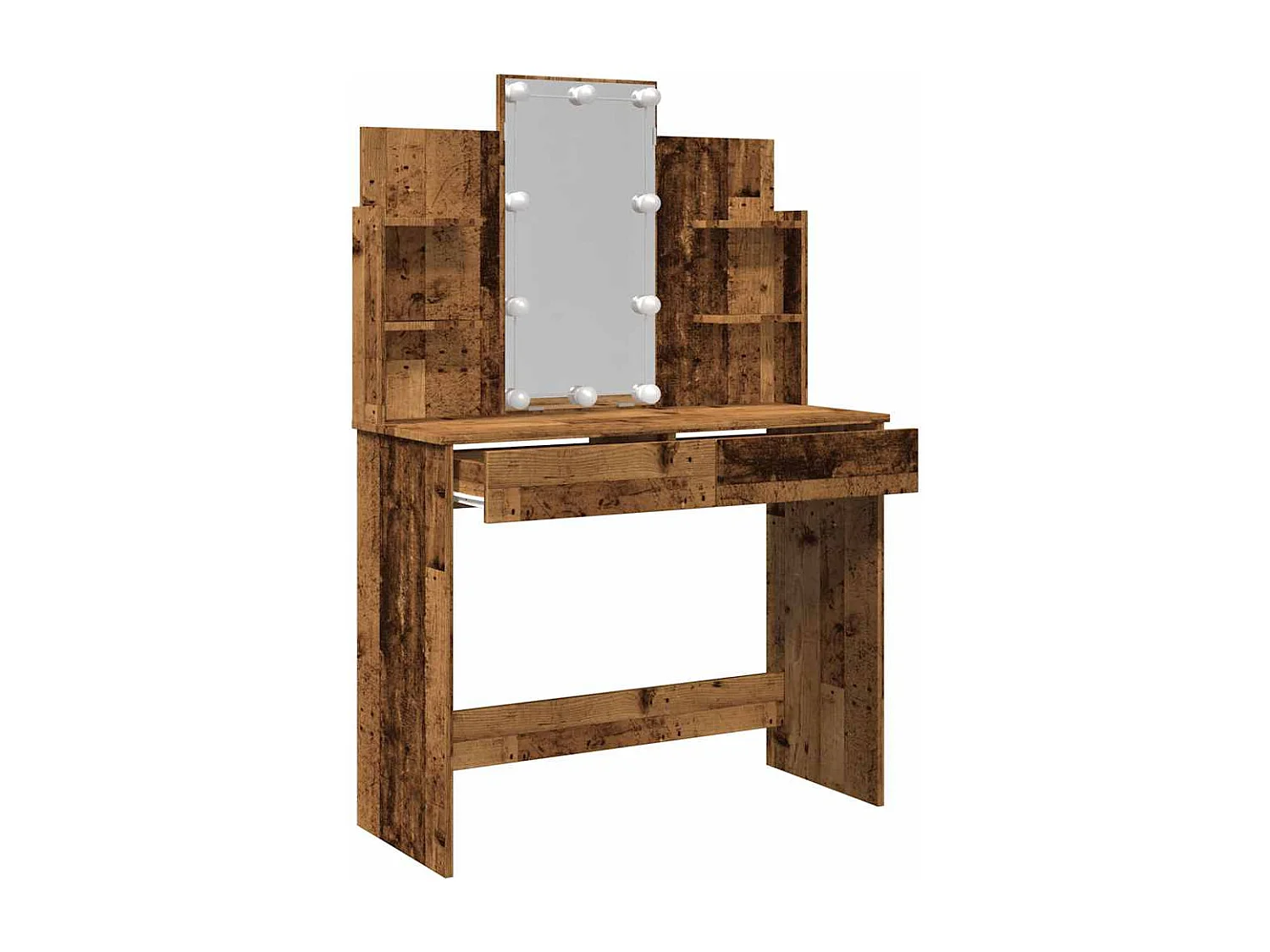 Coiffeuse avec lumières LED vieux bois 96x40x142 cm