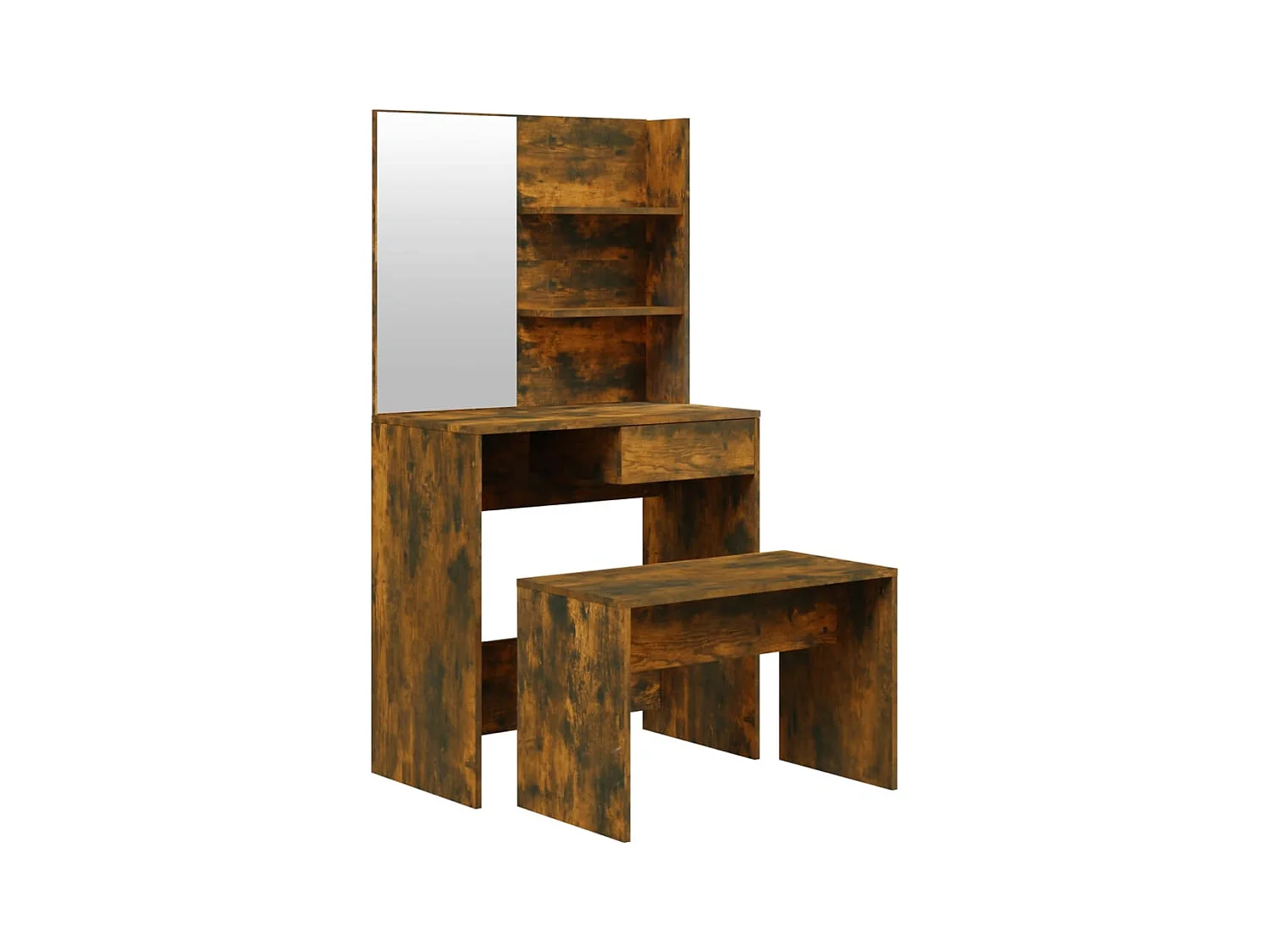 Gerookte eikenhouten kaptafelset 74,5x40x141 cm