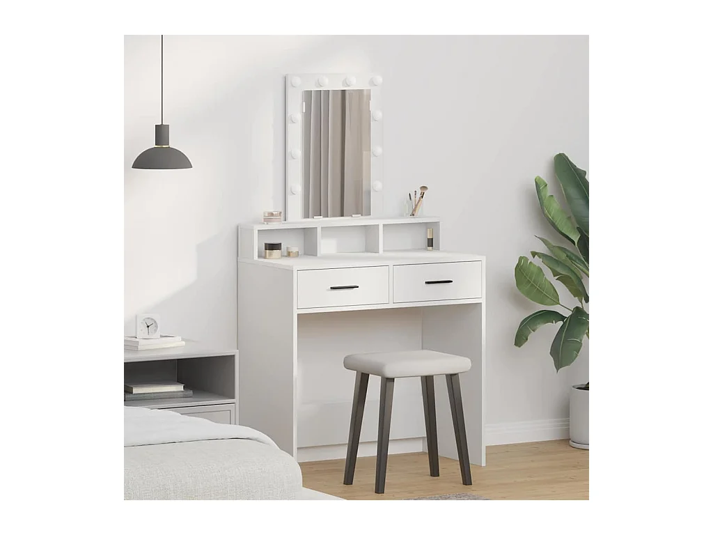 Table de Toilette Blanc 79 x 41 x 140 cm Bois d'ingénierie