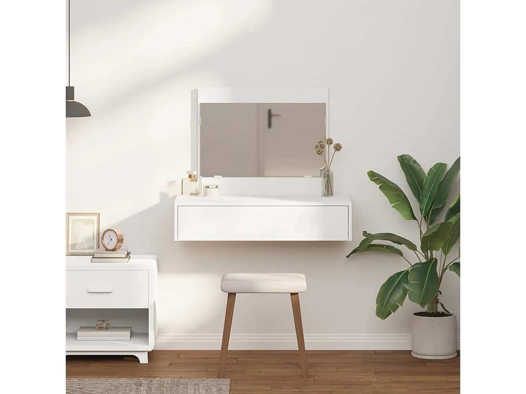 Table de Toilette Blanc 83 x 40 x 70 cm Bois d'ingénierie