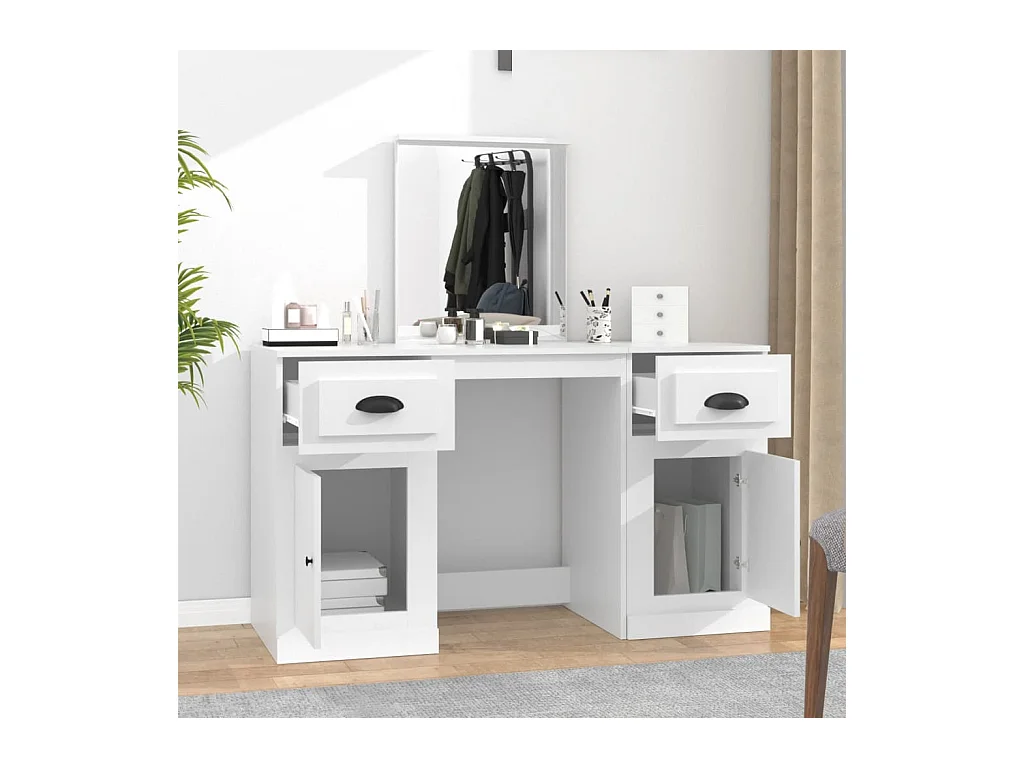 Toletta con specchio bianco 130x50x132,5 cm