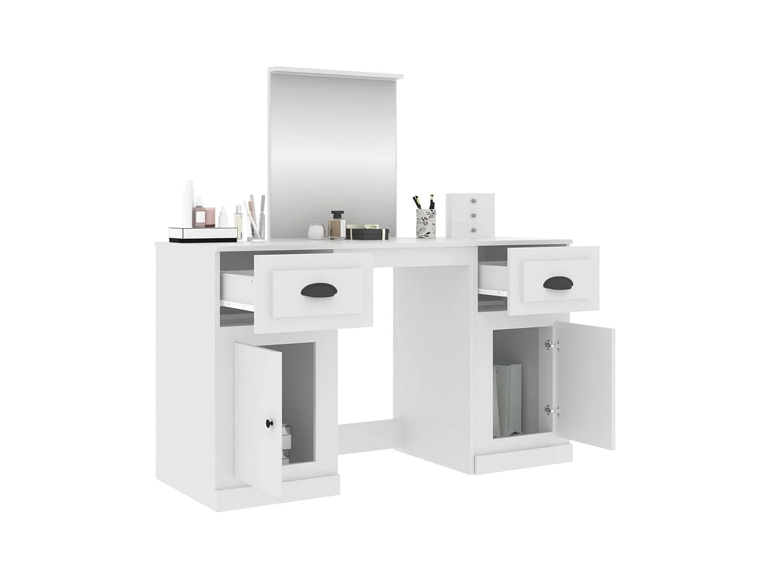 Toletta con specchio bianco 130x50x132,5 cm