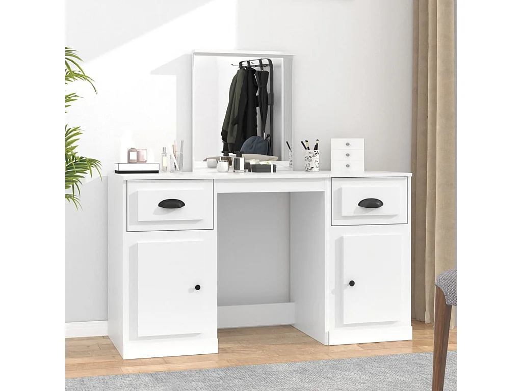 Coiffeuse avec miroir blanc 130x50x132,5 cm