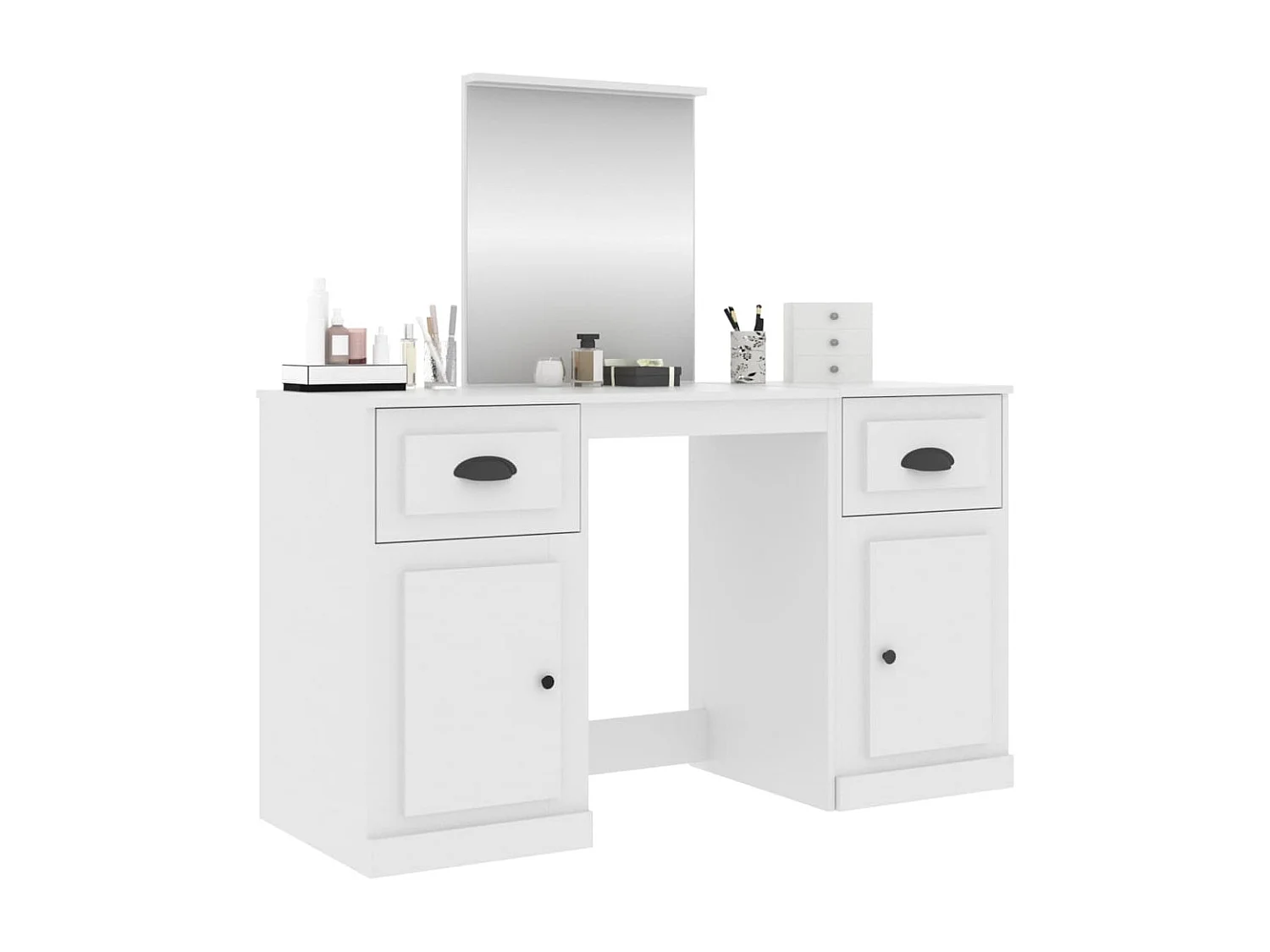 Coiffeuse avec miroir blanc 130x50x132,5 cm