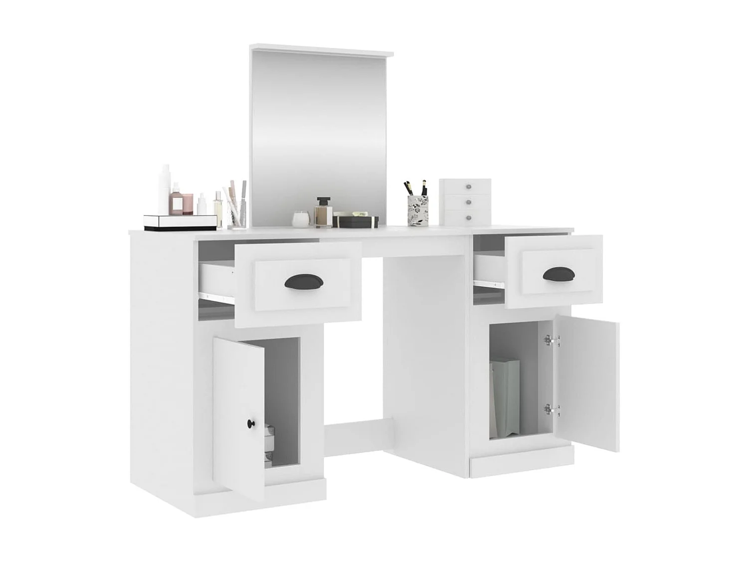 Coiffeuse avec miroir blanc 130x50x132,5 cm