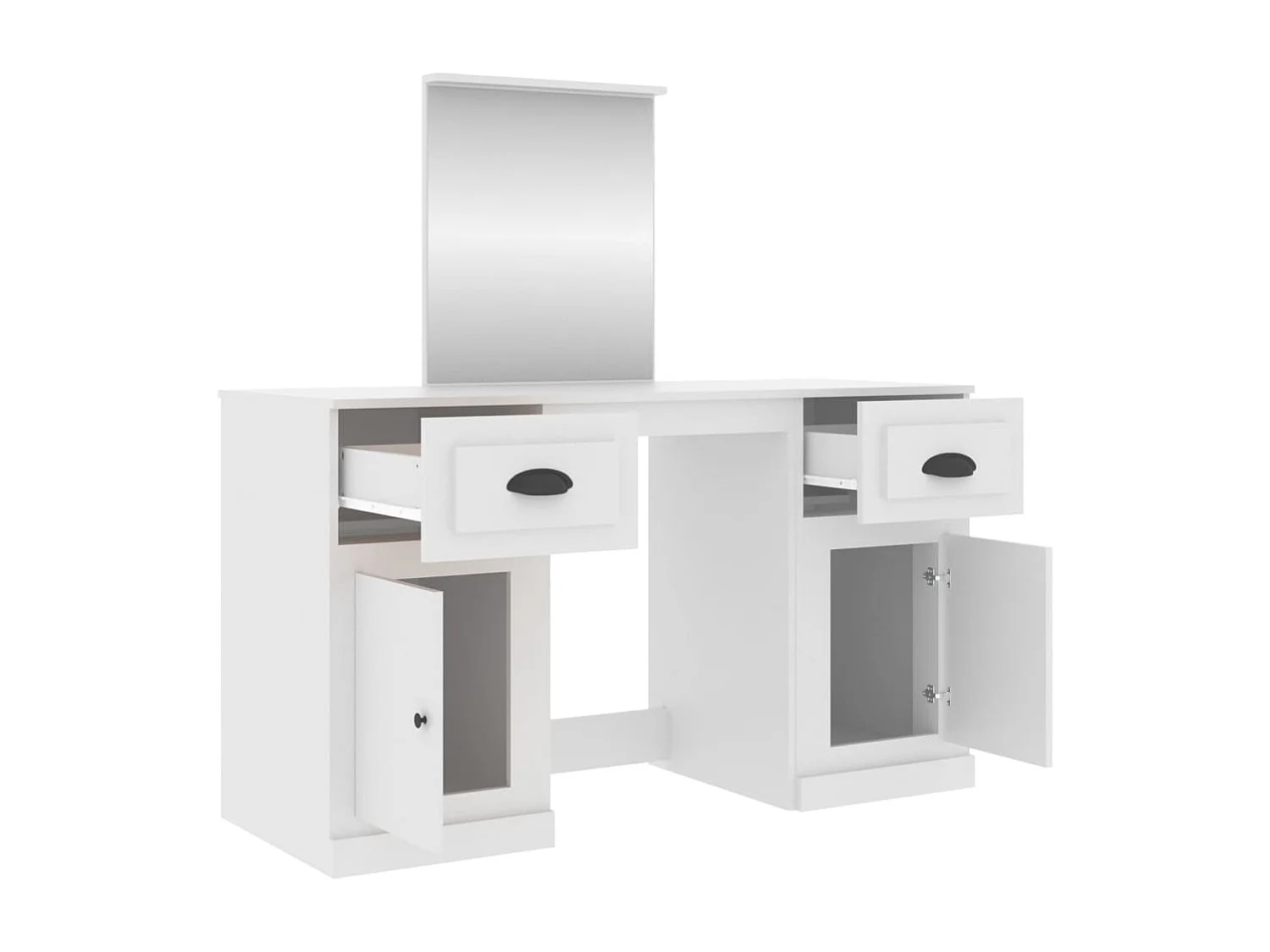 Coiffeuse avec miroir blanc 130x50x132,5 cm