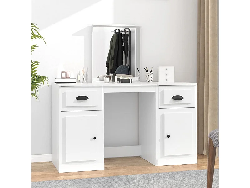 Kaptafel met witte spiegel 130x50x132,5 cm