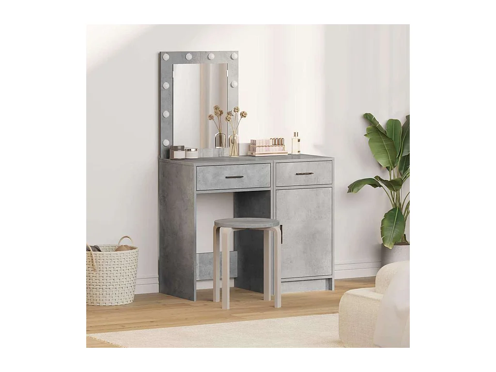 Tocador de 2 piezas, gris, 50 x 41 x 135 cm, madera de ingeniería