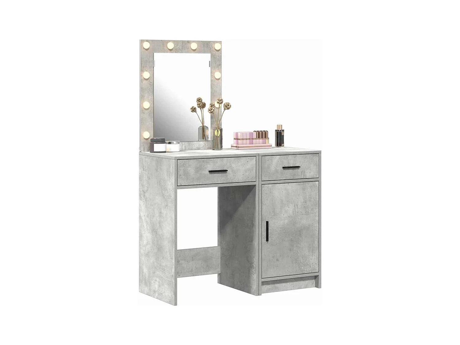 Tocador de 2 piezas, gris, 50 x 41 x 135 cm, madera de ingeniería