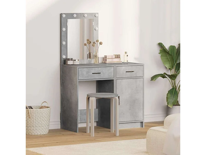 Table de Toilette 2 pcs Gris 50 x 41 x 135 cm Bois d'ingénierie