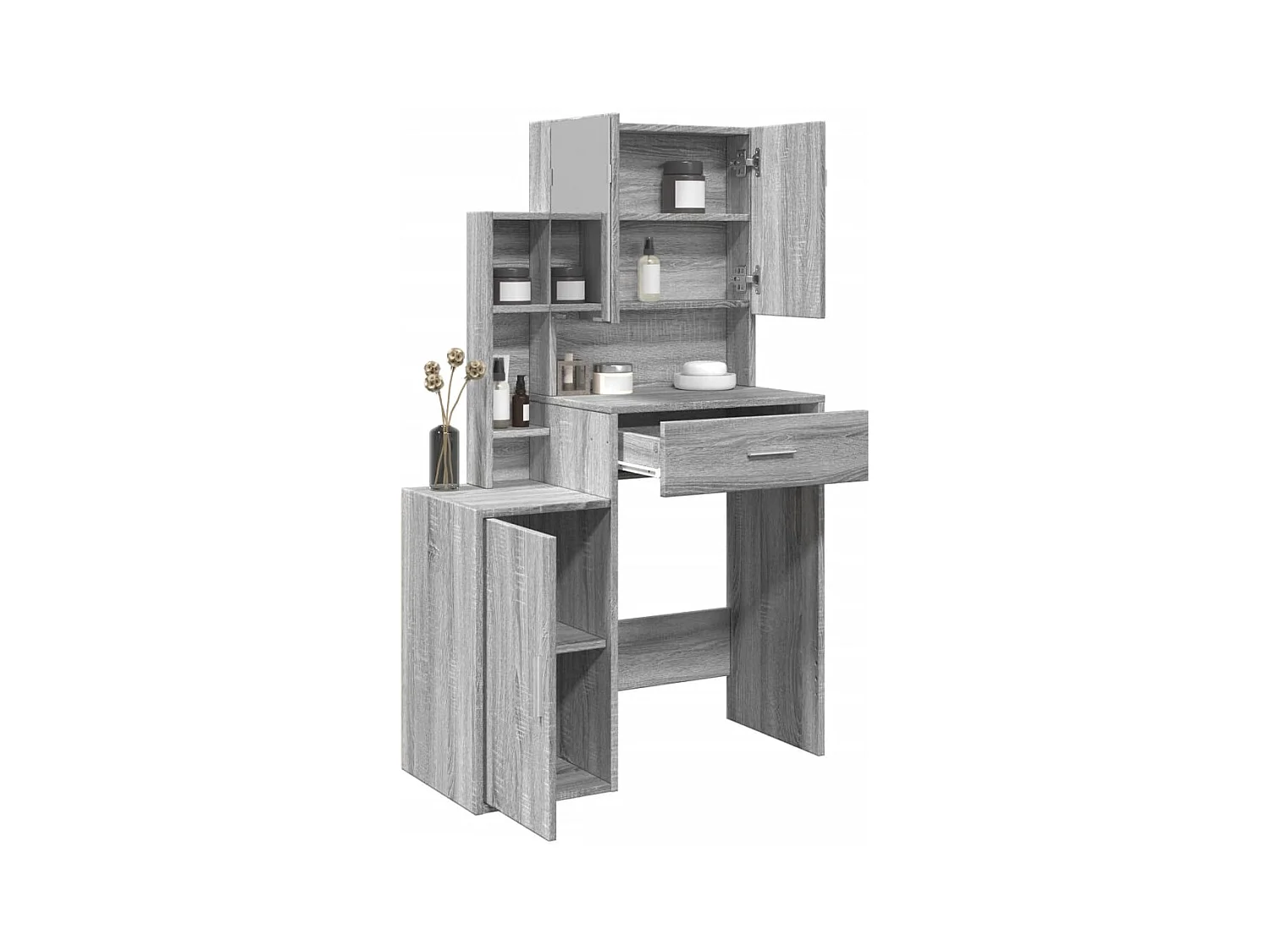 Kaptafel met kast Sonoma grijs 80x35x132 cm